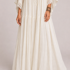 Celeste | Abito Pizzo Bohémien — Bianco