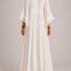 Celeste | Abito Pizzo Bohémien — Bianco