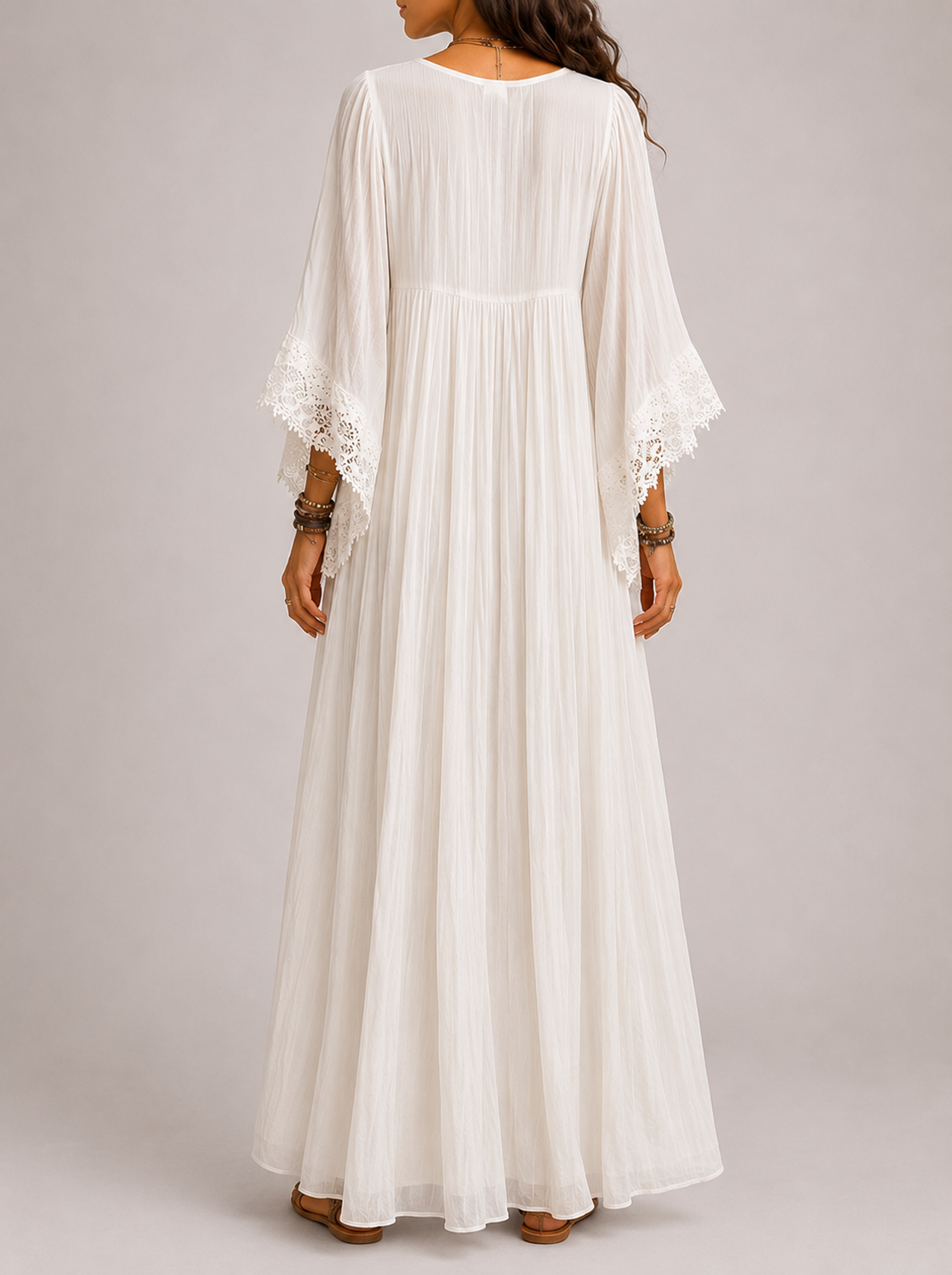 Celeste | Abito Pizzo Bohémien — Bianco