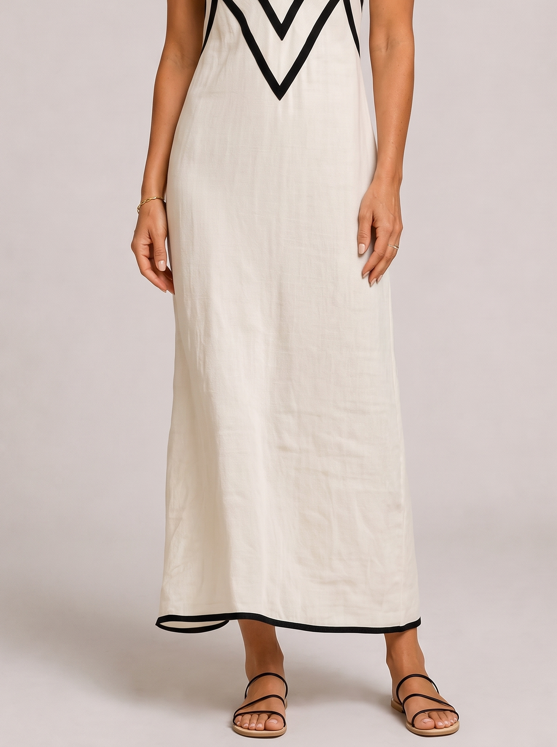 Simona Abito Slip Lino Chevron Beige - detail bottom