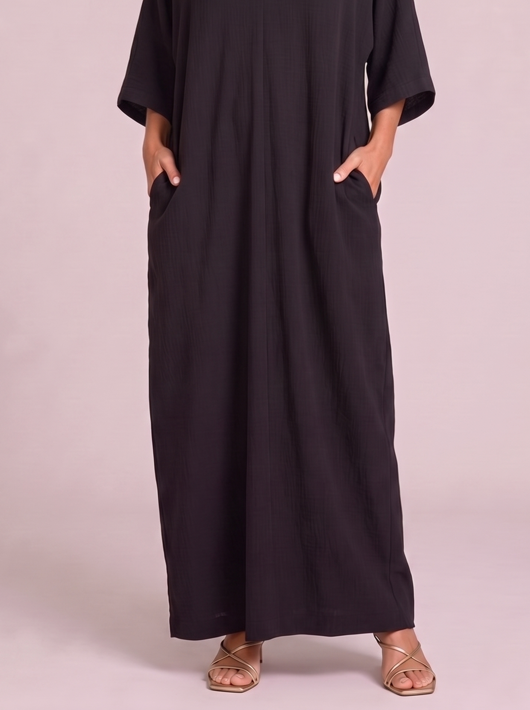 Federica Abito Maxi Kimono Nero dettaglio bottom