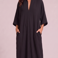 Federica Abito Maxi Kimono Nero dettaglio top