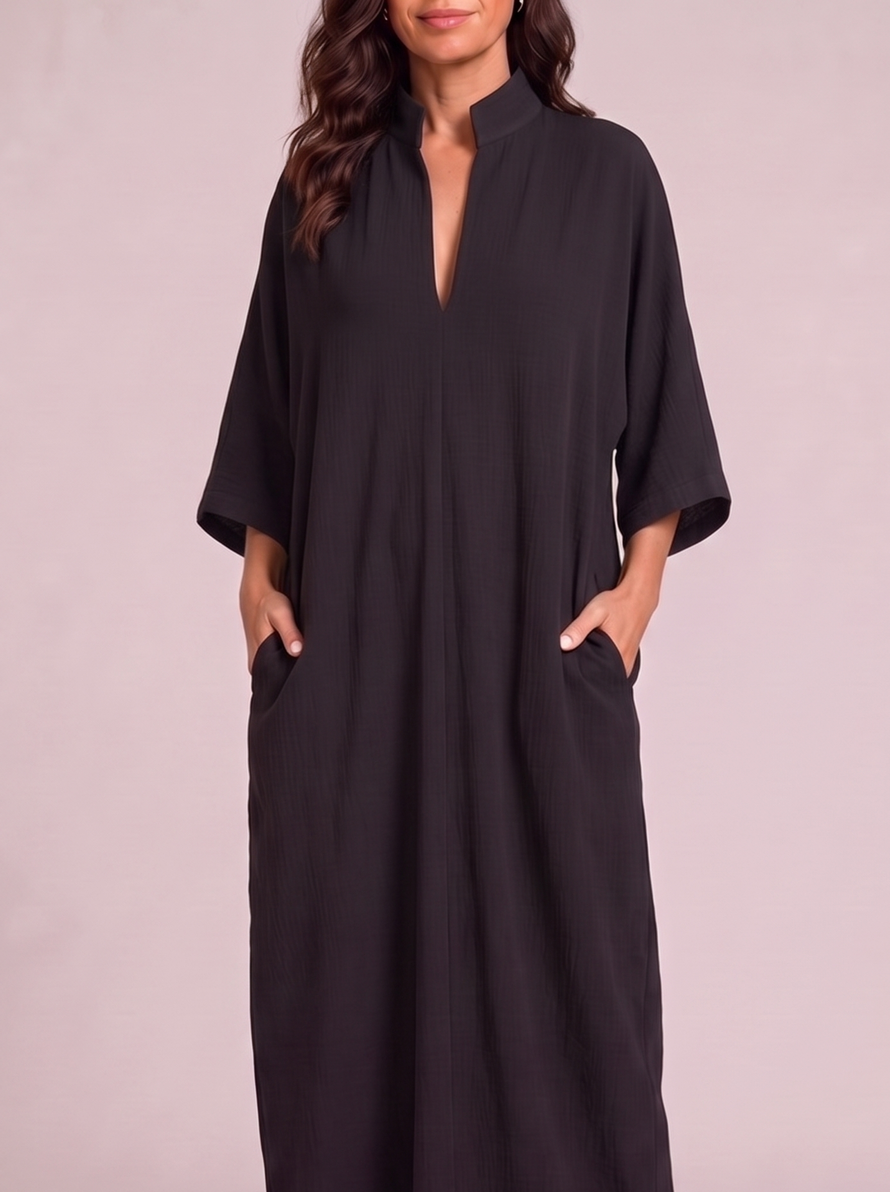Federica Abito Maxi Kimono Nero dettaglio top