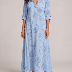 Sienna | Abito Fiorito - Azzurro Chiaro - vista frontale