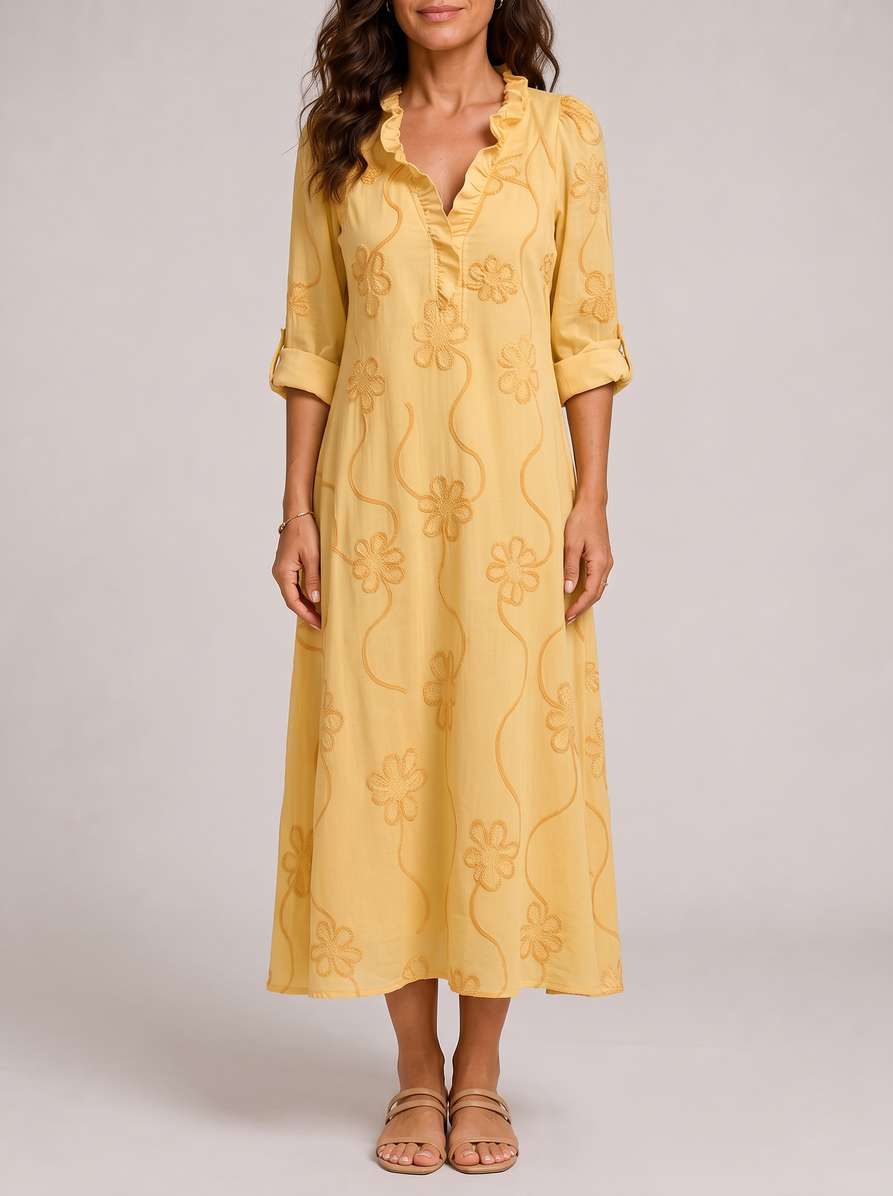Sienna | Abito Fiorito - Giallo