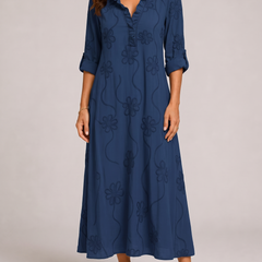 Sienna | Abito Fiorito - Blu Navy