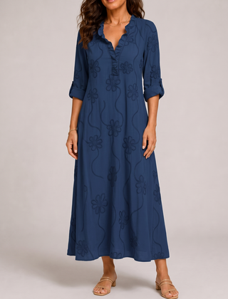 Sienna | Abito Fiorito - Blu Navy