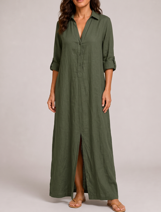Soline | Abito con Bottoni - Verde