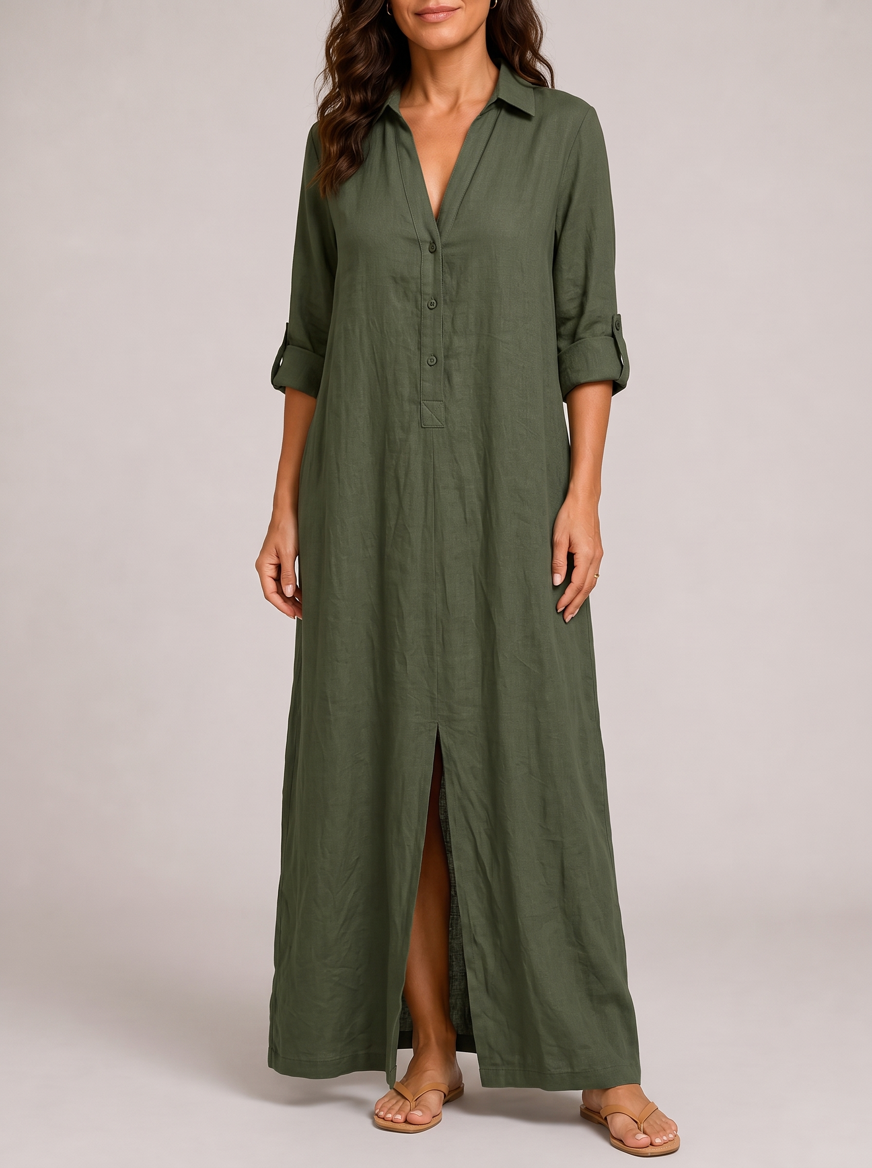 Soline | Abito con Bottoni - Verde