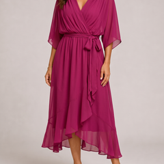 Monica | Abito Avvolgente - Fucsia
