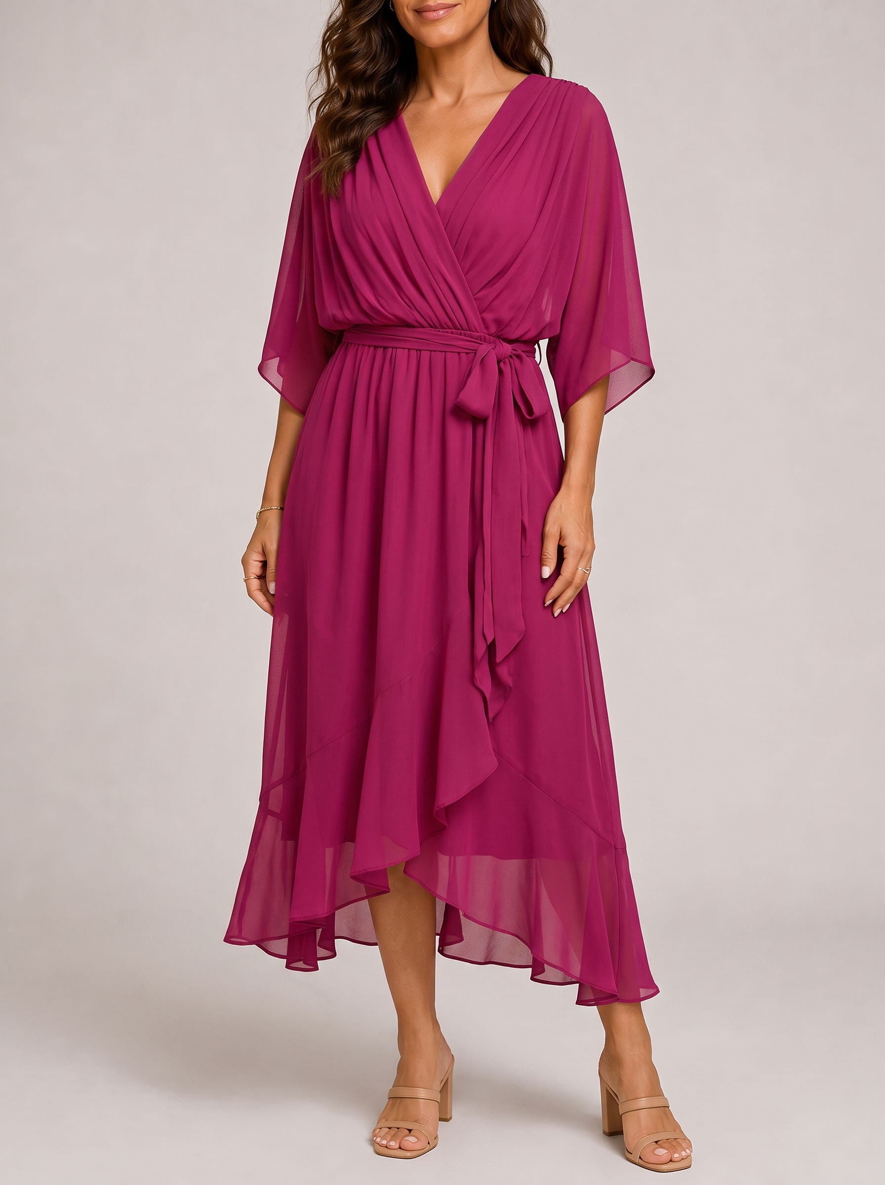 Monica | Abito Avvolgente - Fucsia