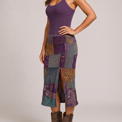 Selena | Abito Patchwork - vista laterale