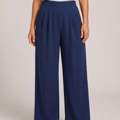 Irene Pantaloni Palazzo Fluido Blu navy fronte