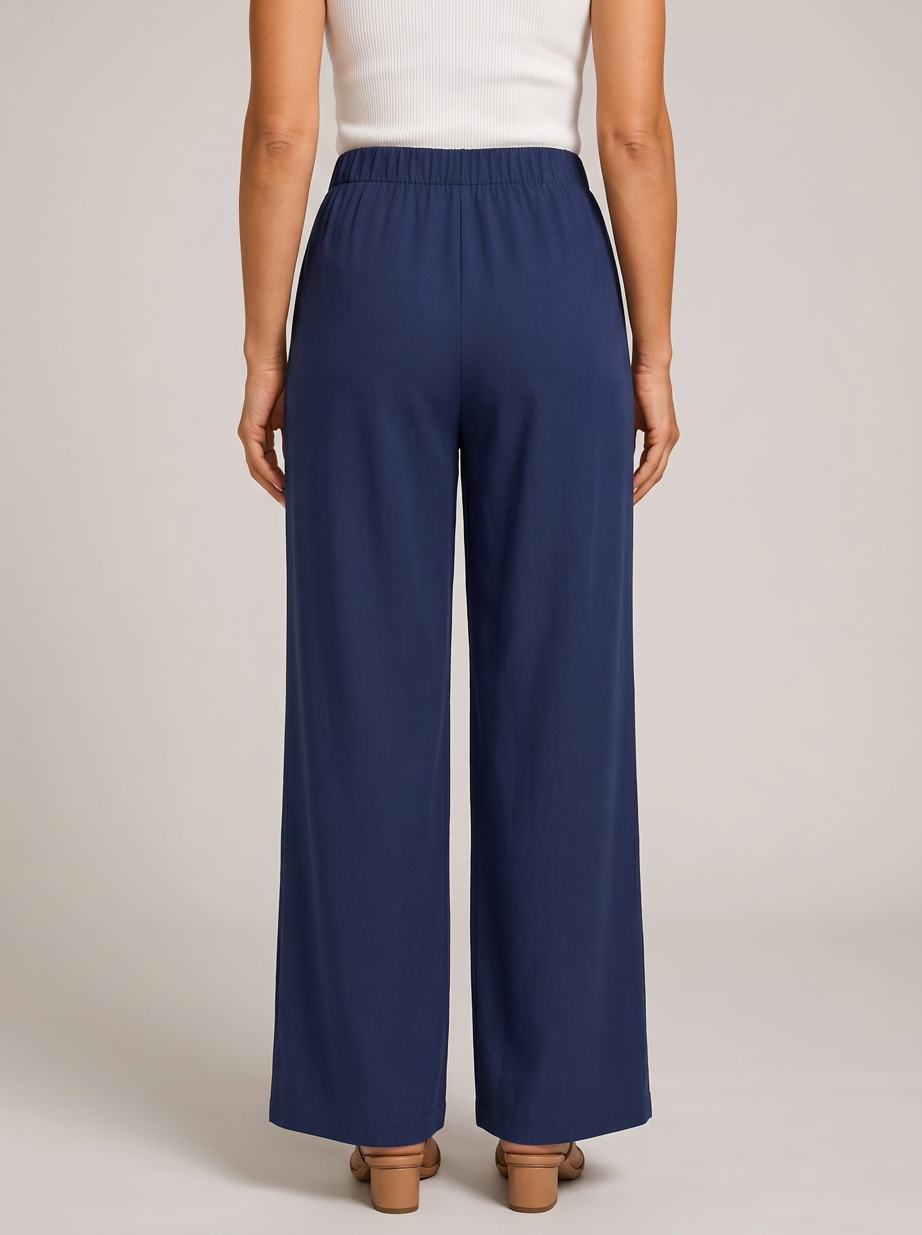 Irene Pantaloni Palazzo Fluido Blu navy retro