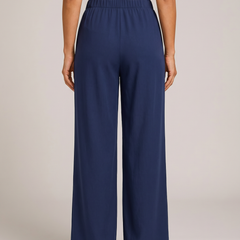 Irene Pantaloni Palazzo Fluido Blu navy retro