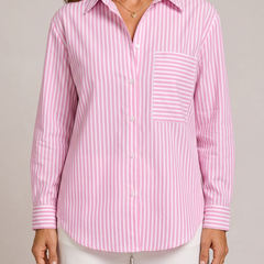 Claudia Camicia Oversize a Righe Rosa fronte