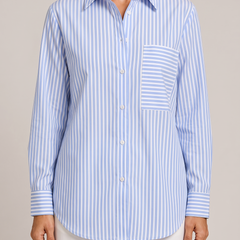 Claudia Camicia Oversize a Righe Blu fronte