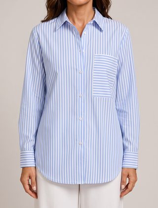 Claudia Camicia Oversize a Righe Blu fronte
