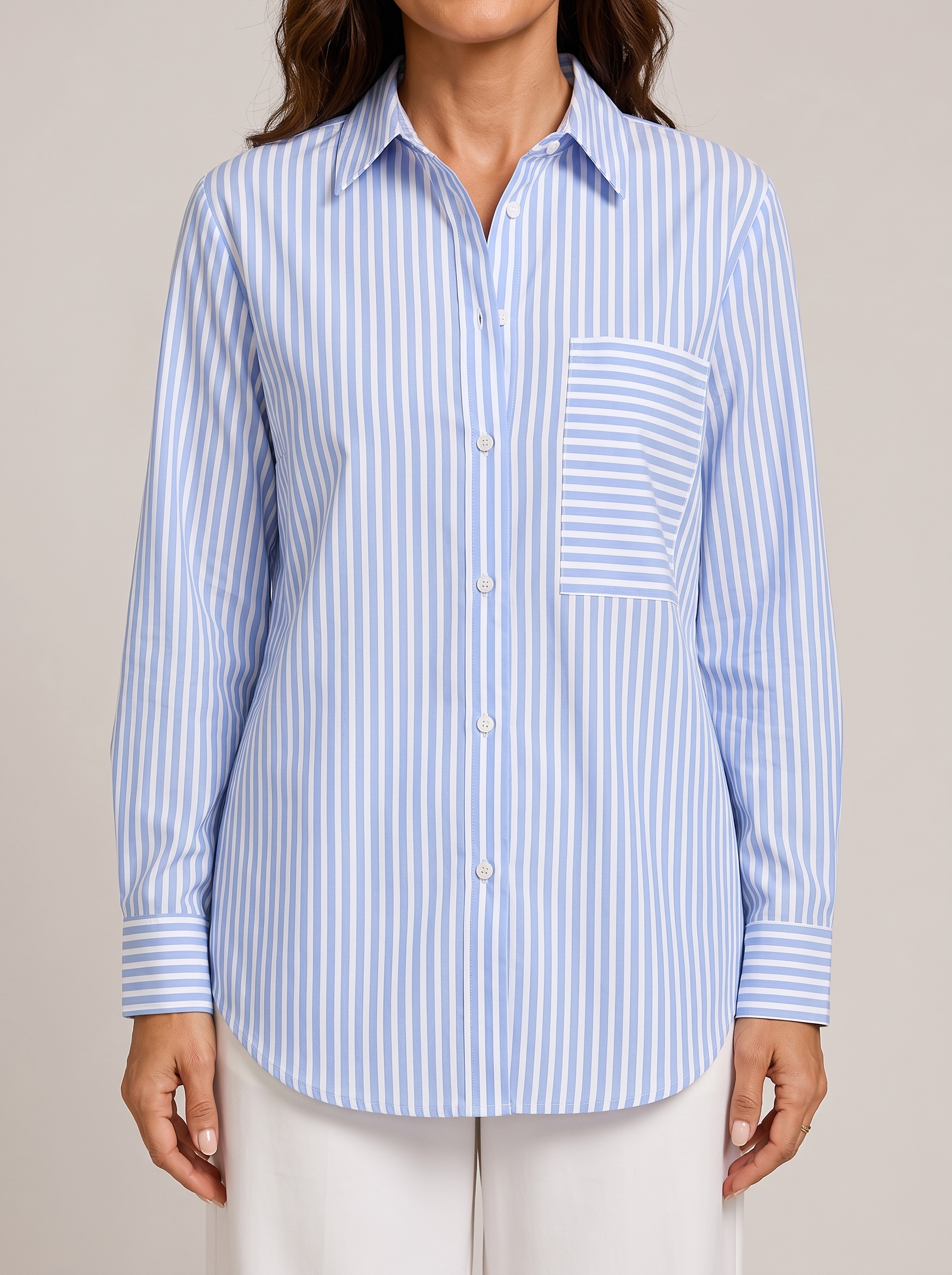 Claudia Camicia Oversize a Righe Blu fronte