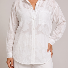 Federica Blusa Jacquard Floreale Bianco fronte