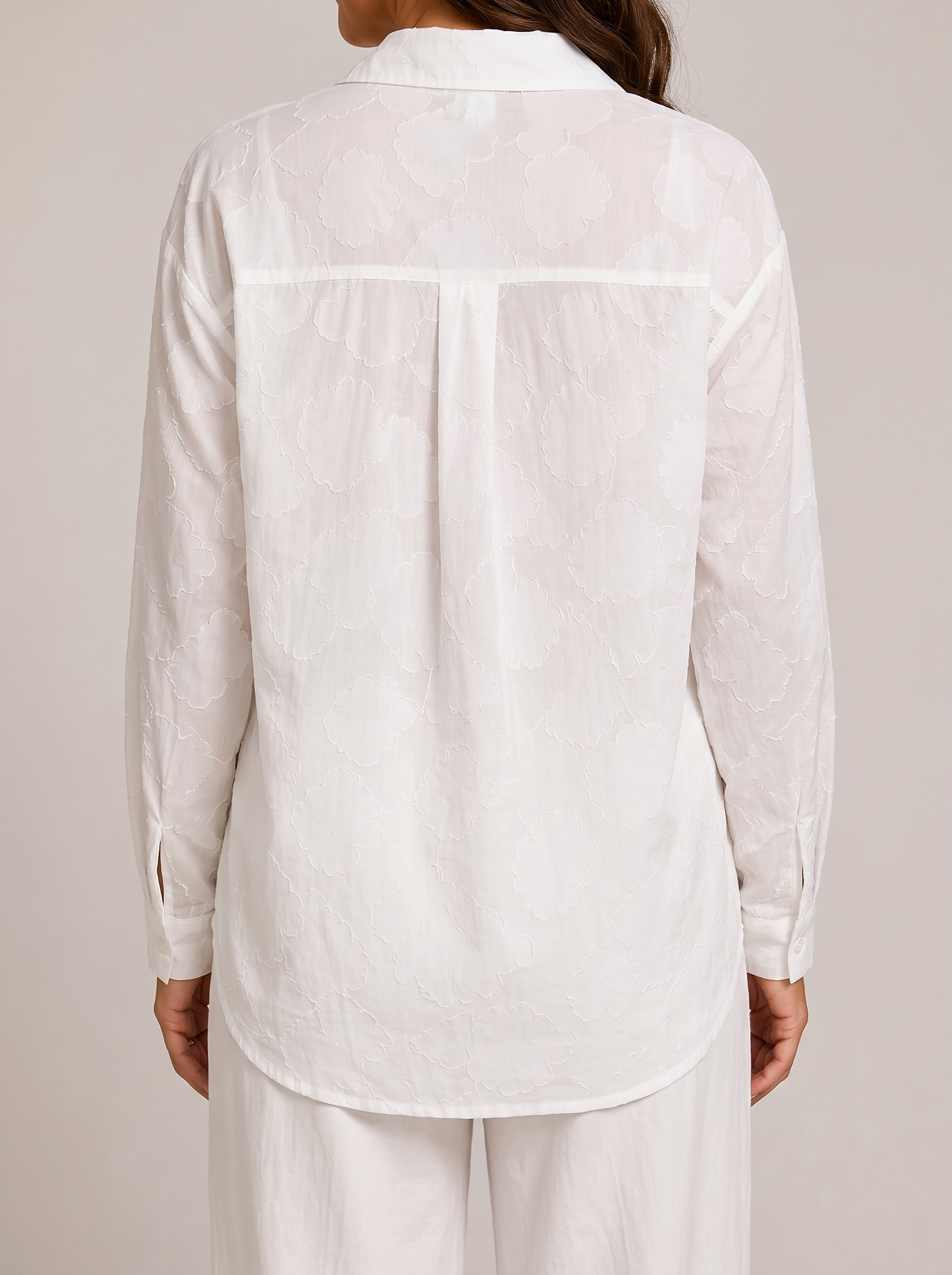 Federica Blusa Jacquard Floreale Bianco retro