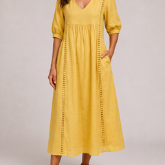 Raffaella Abito Midi Estivo Giallo