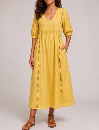 Raffaella Abito Midi Estivo Giallo
