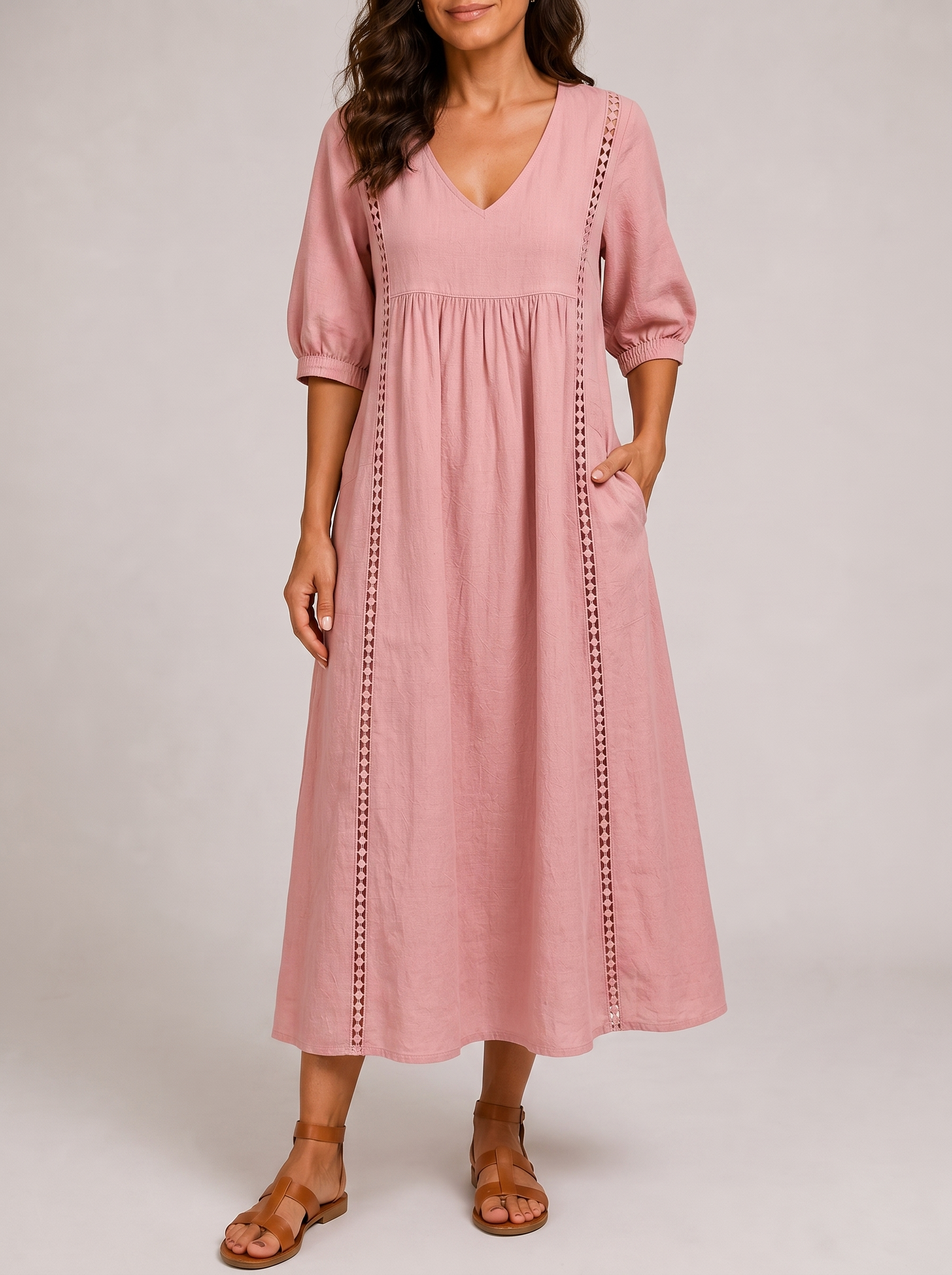 Raffaella Abito Midi Estivo Rosa