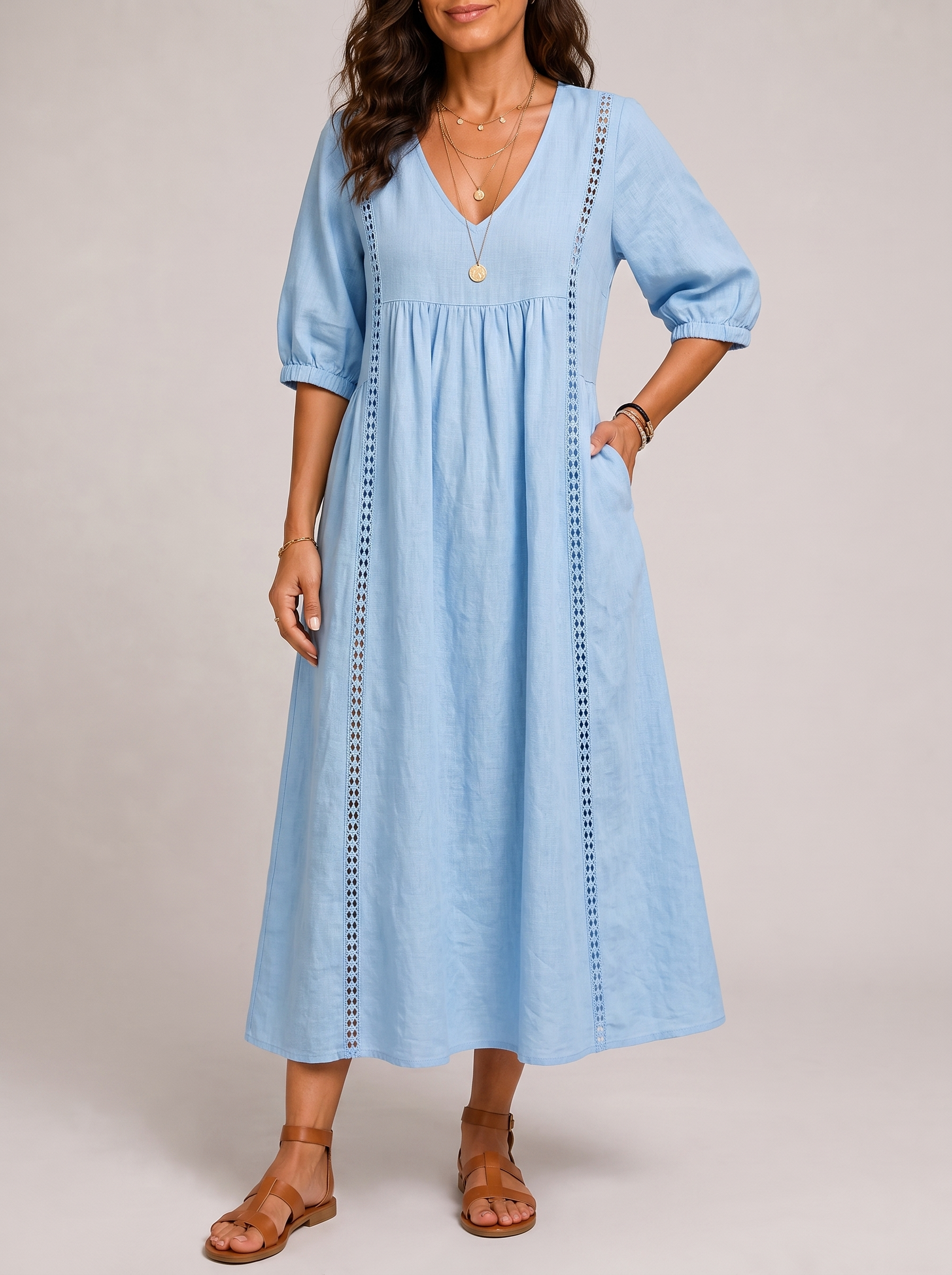 Raffaella Abito Midi Estivo Azzurro