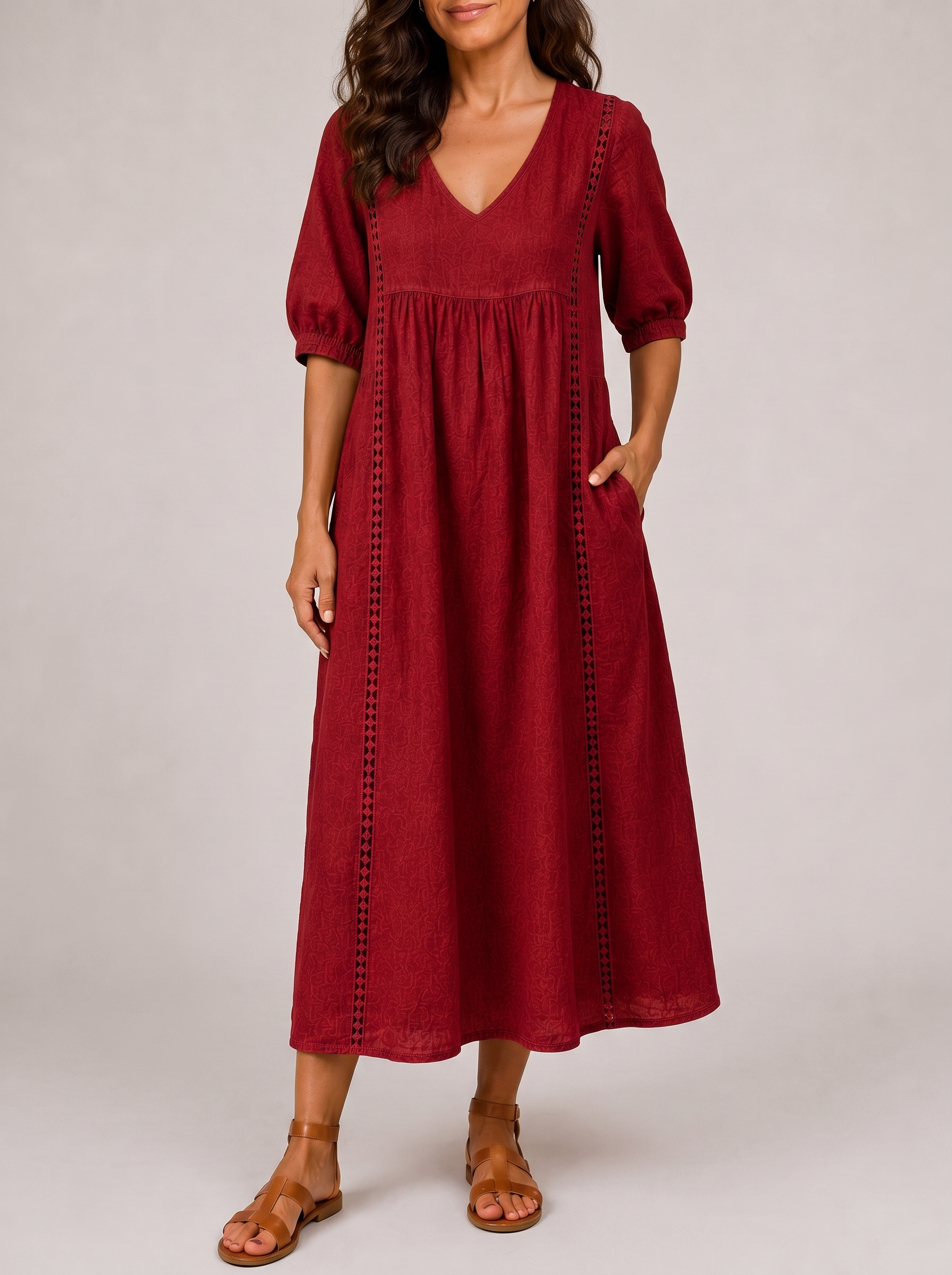 Raffaella Abito Midi Estivo Rosso