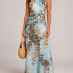 Valentina abito lungo glamour animalier - vista frontale
