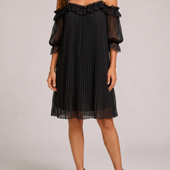 Vittoria Abito Chiffon Spalle Scoperte Nero - front