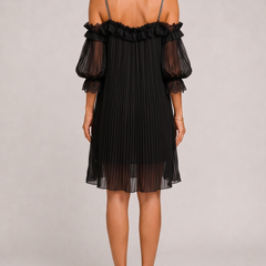 Vittoria Abito Chiffon Spalle Scoperte Nero - back