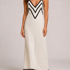 Simona Abito Slip Lino Chevron Beige - front