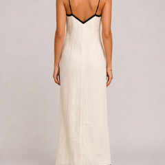 Simona Abito Slip Lino Chevron Beige - back