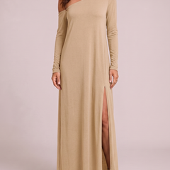 Beatrice Abito Lungo Monospalla Beige