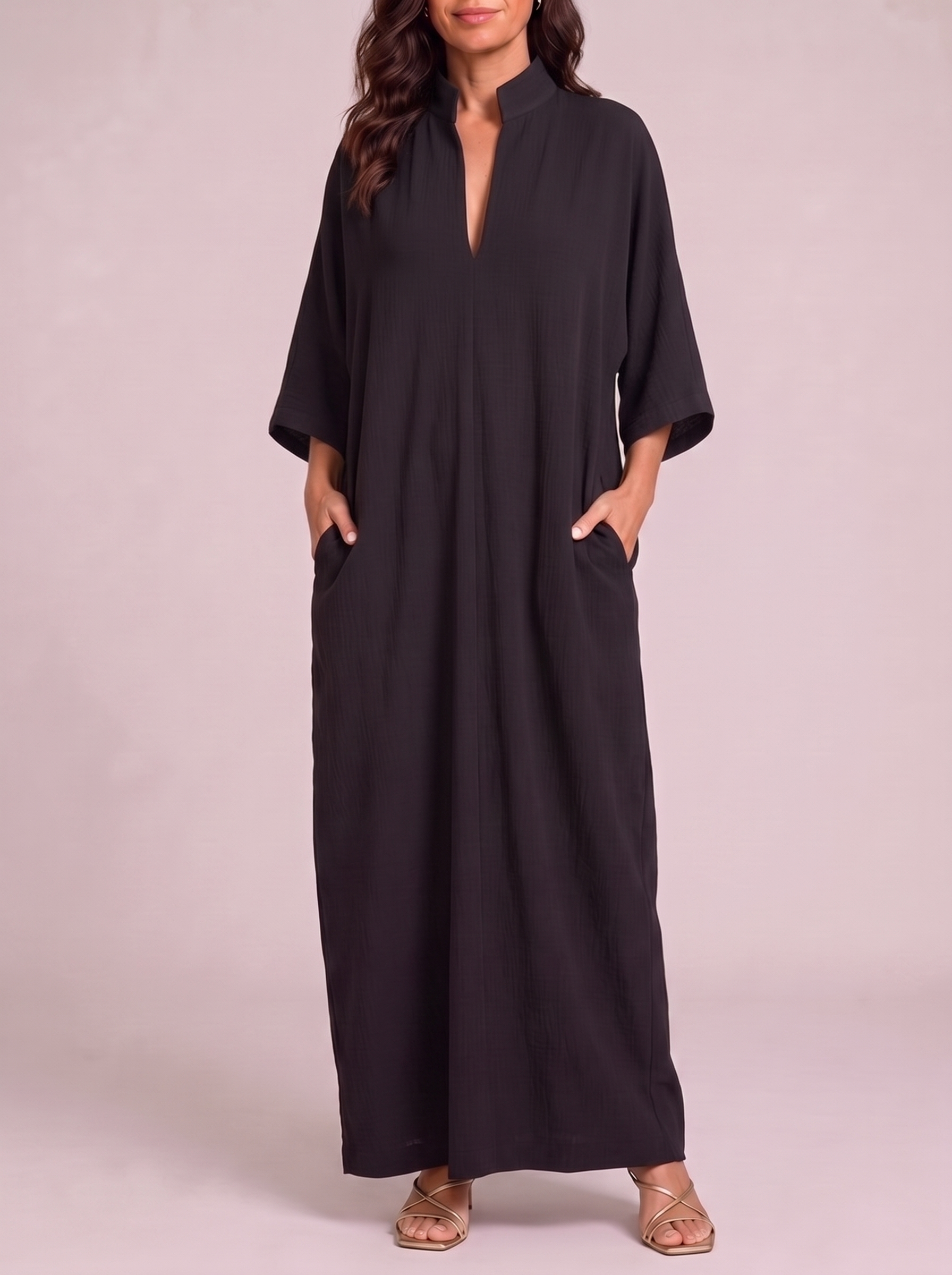 Federica Abito Maxi Kimono Nero