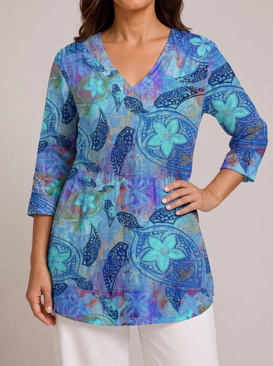 Juliette Blusa con Scollo a V Blu - vista frontale