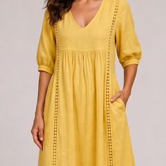 Raffaella Abito Midi Estivo Giallo zoom top