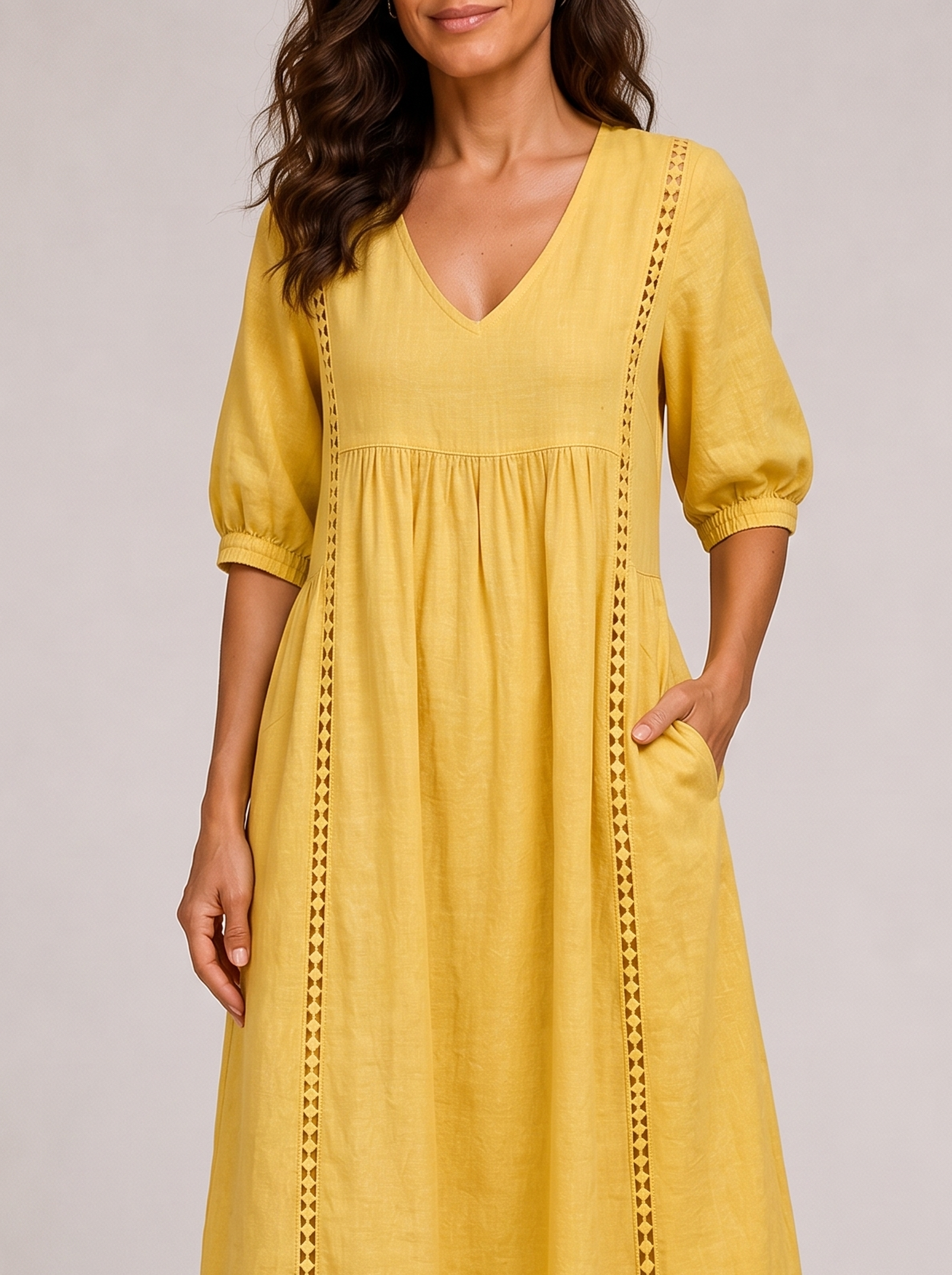 Raffaella Abito Midi Estivo Giallo zoom top