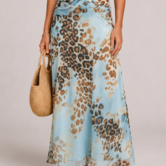 Valentina abito lungo glamour animalier - dettaglio gonna e orlo
