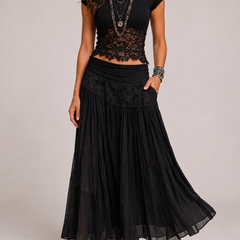 Valentina | Completo Boho in Pizzo — Nero
