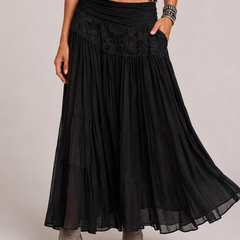 Valentina | Completo Boho in Pizzo — Nero